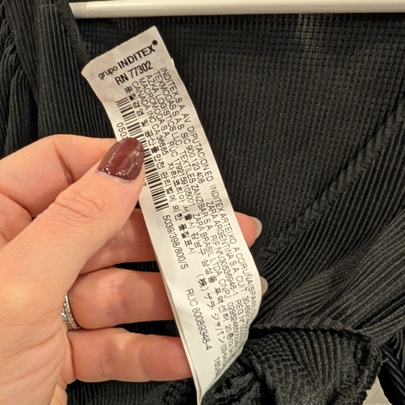 Zara Black Ruched Crop Top - Picture 8 of 9